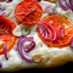 Focaccia with Tomatoes, Onions & Fresh Herbs