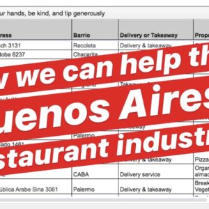 Buenos Aires restaurants in the coronavirus days: what we can do to help, and a running list of spots open for delivery and takeaway